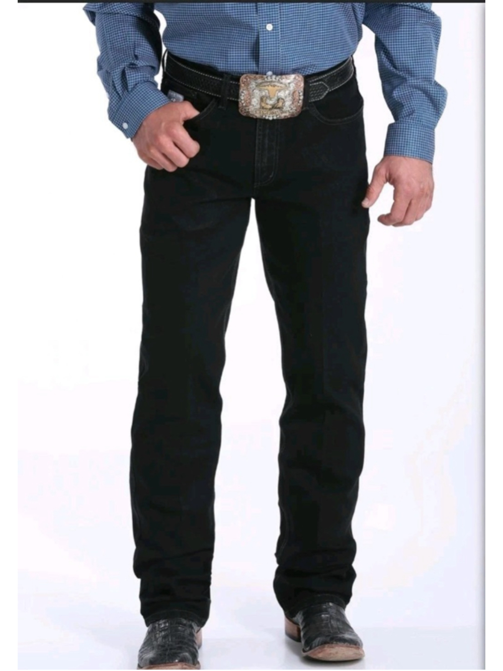 Cinch Mens Jeans Sz 32x34 Black Denim Silver Label Straight Leg Western Cowboy